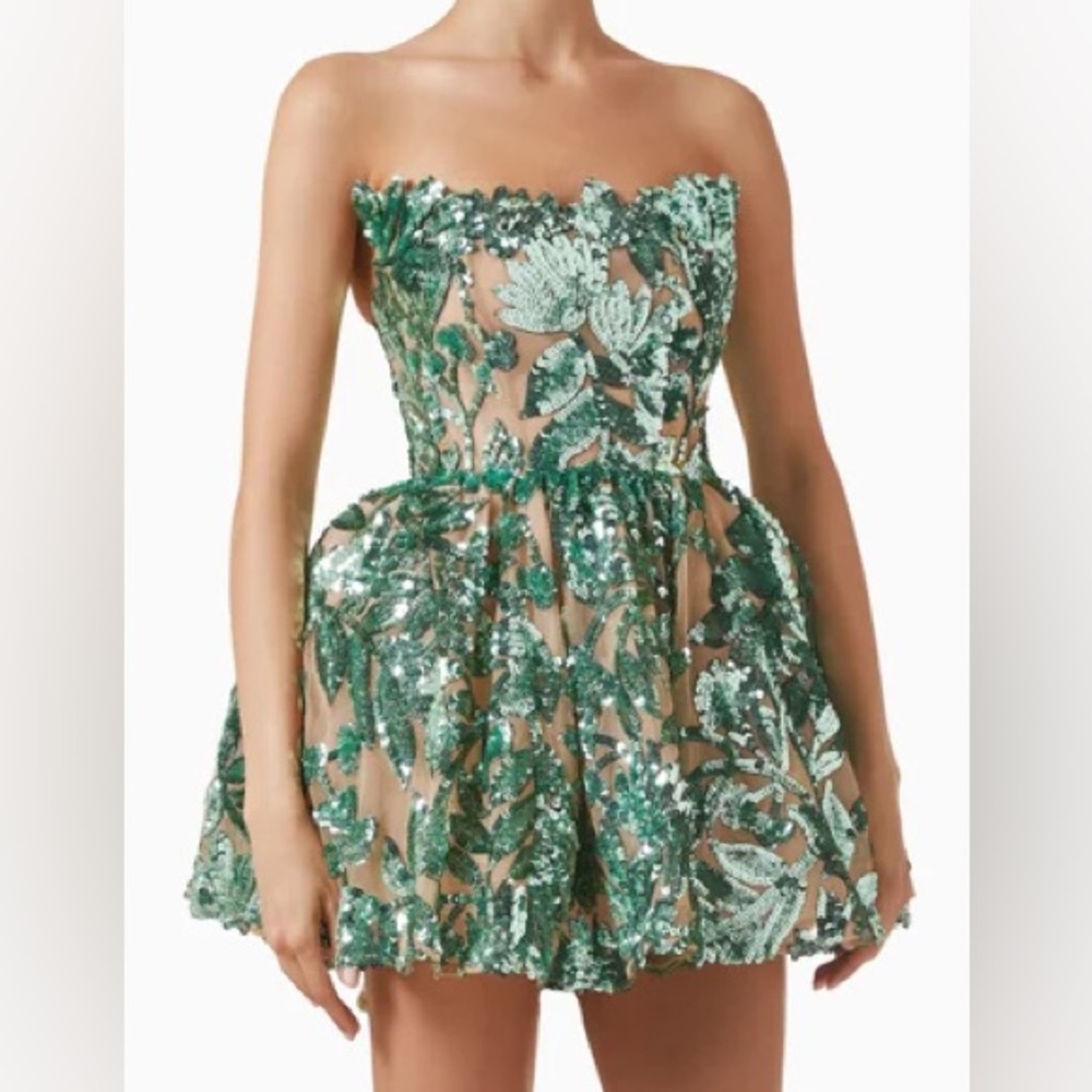 Bronx and Banco Emerald Green Sequin Strap Dress